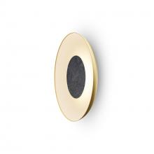  RMW-12-SW-CCF-HW+24BD-GMW - Ramen Wall Sconce 12" (Charcoal Felt) with 24" back dish (Gold w/ Matte White Interior)